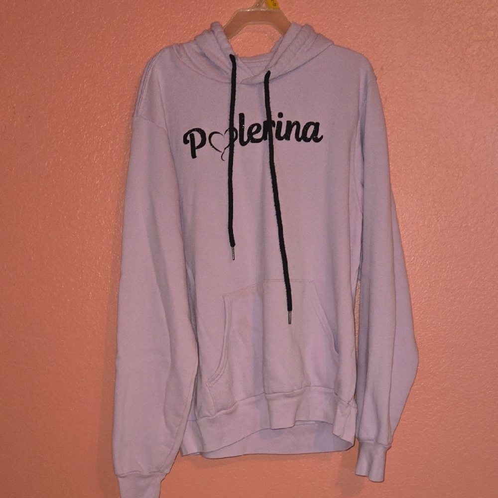Lavender Hoodie with Black Drawstrings